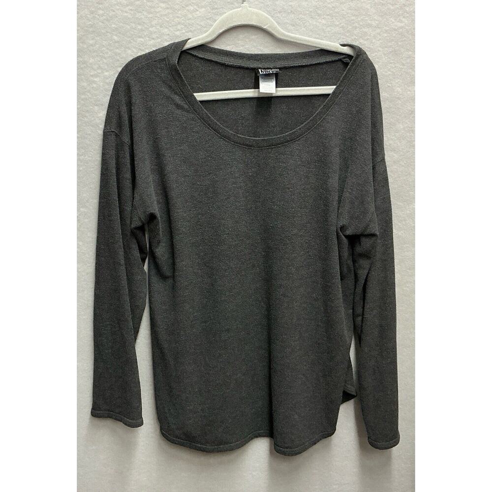 Felina‎ Woman's 2X Pull Over Gray Top Long Sleeve Scoop Neck Rayon Blend